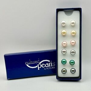 Honora Cultured Pearl Earrings Set of 6 New in Box